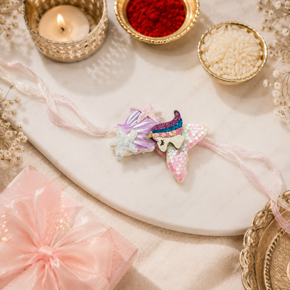Cute Mermaid Starfish Kids Rakhi with Roli Chawal