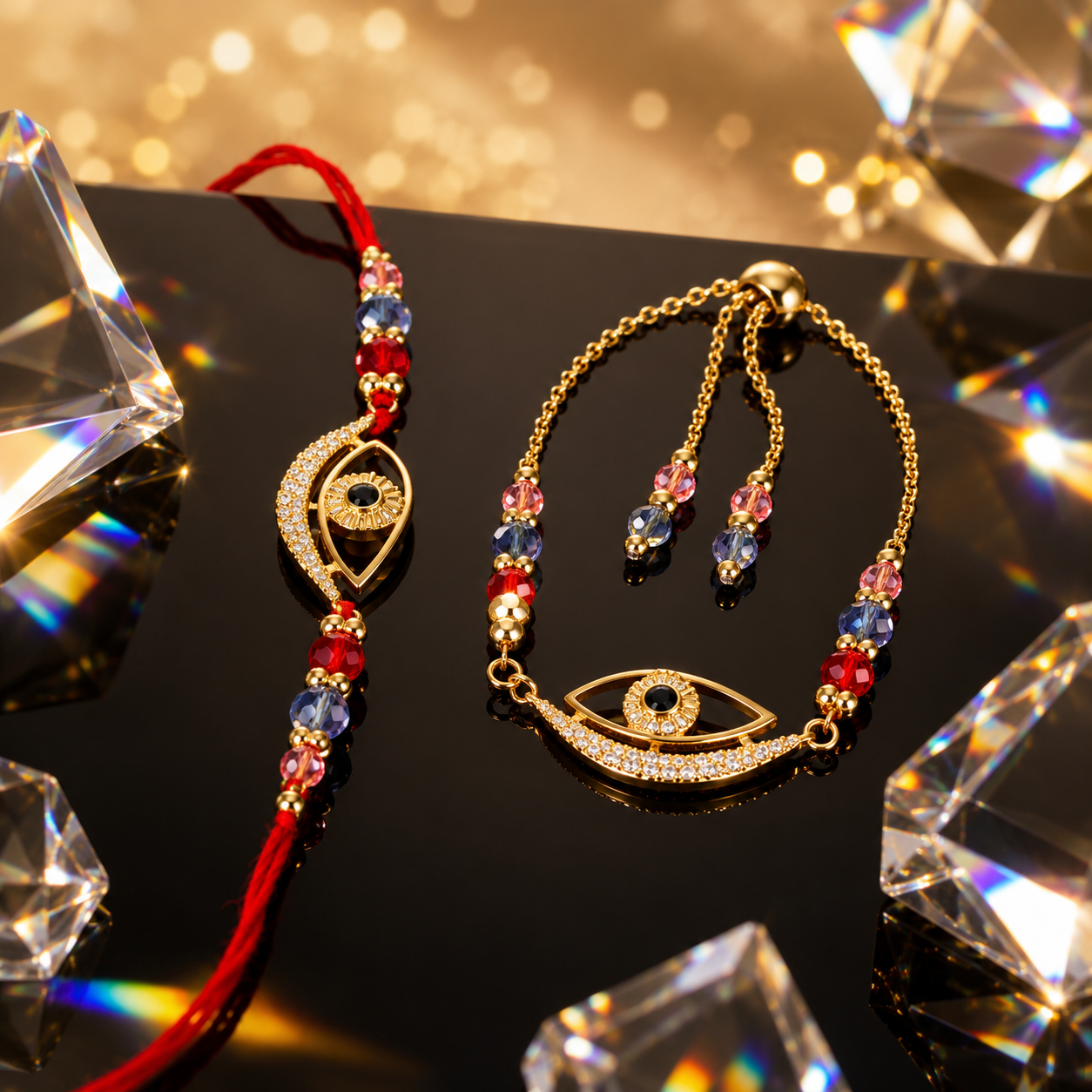 Evil Eye Rakhi & Bracelet Gift Combo with Decorative Gift Box