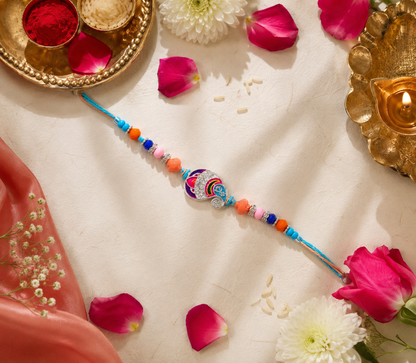 Colorful Enamel Beaded Designer Rakhi with Multicolor Thread