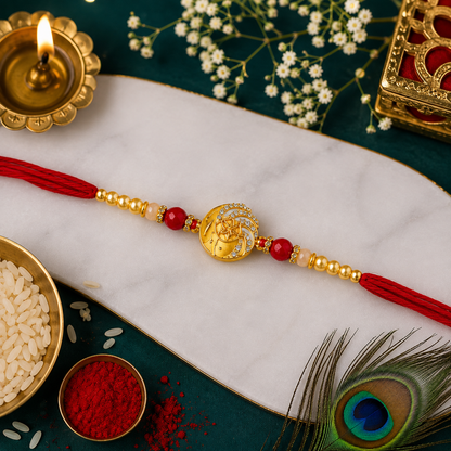 Premium Peacock Rakhi Gift Box with Roli & Chawal