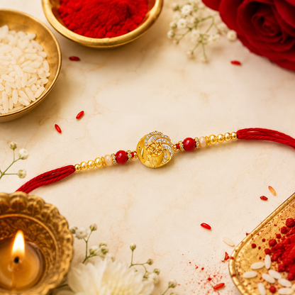 Premium Peacock Rakhi Gift Box with Roli & Chawal