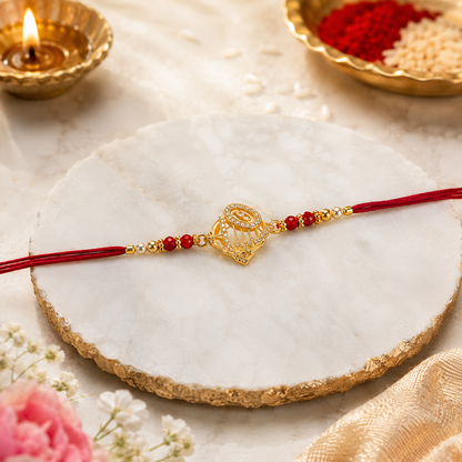 Premium Designer Rakhi Gift Box with Roli & Chawal