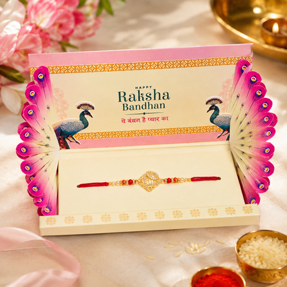 Premium Designer Rakhi Gift Box with Roli & Chawal