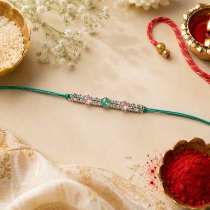 Premium Designer Stone Rakhi with Roli Chawal Gift Pack