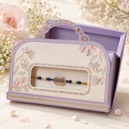 BRO Charm Blue Beaded Premium Rakhi for Brother
